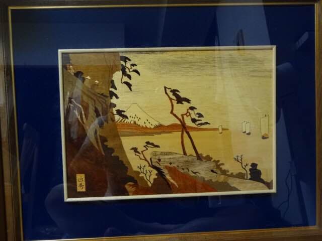 【額入り、保存箱あり】和風木象嵌（木画）/ 絵画、美術品、工芸品