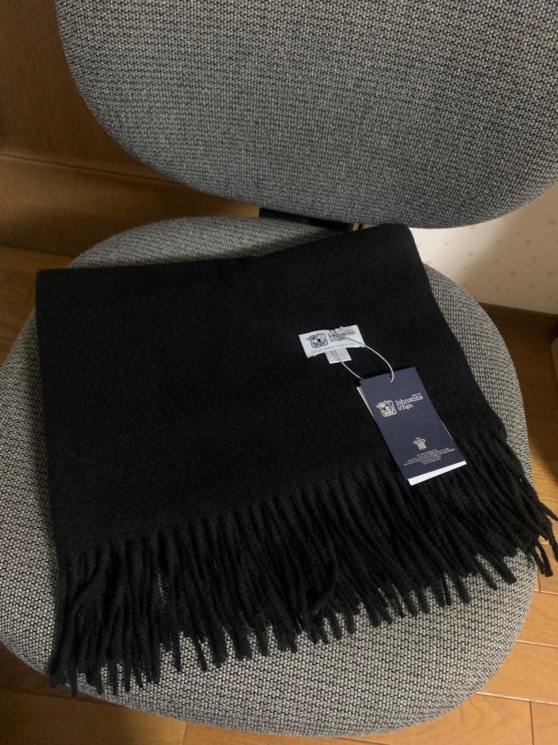 A*T様 ジョンストンズ スカーフブラック 大判ブラック カシミヤ ストール