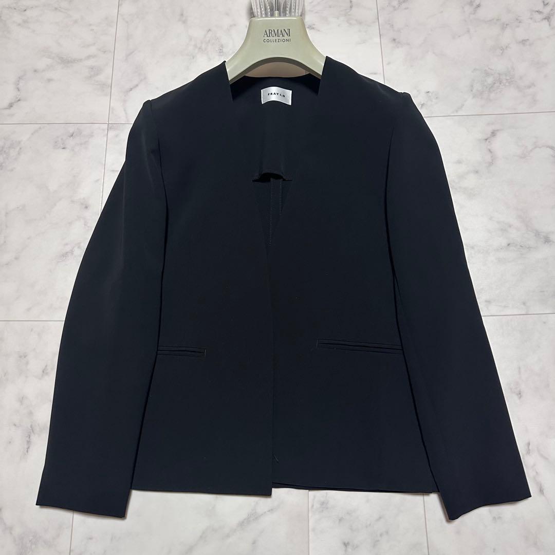 美品✨フレイアイディー セットアップ スーツ ノーカラー ブラック 洗える S