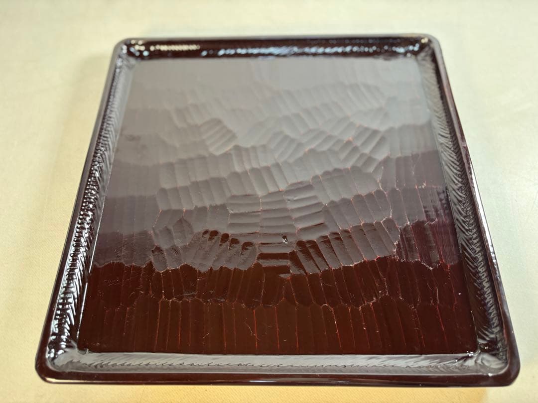 アンティーク　讃岐彫　古い松材のくり貫き角盆(四方盆)5枚セット　②