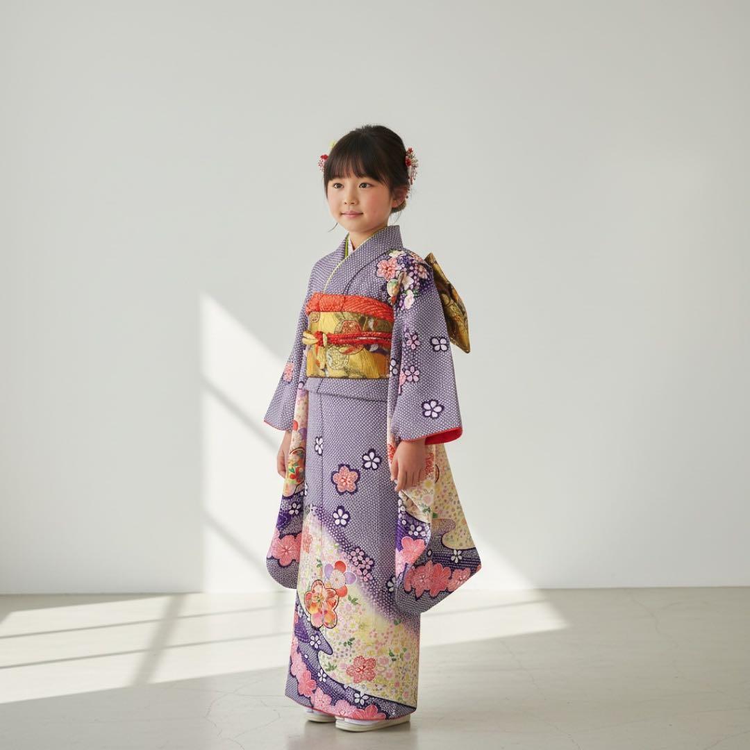 ◎mk-2114　女児　七五三　着物　桜　　11-18