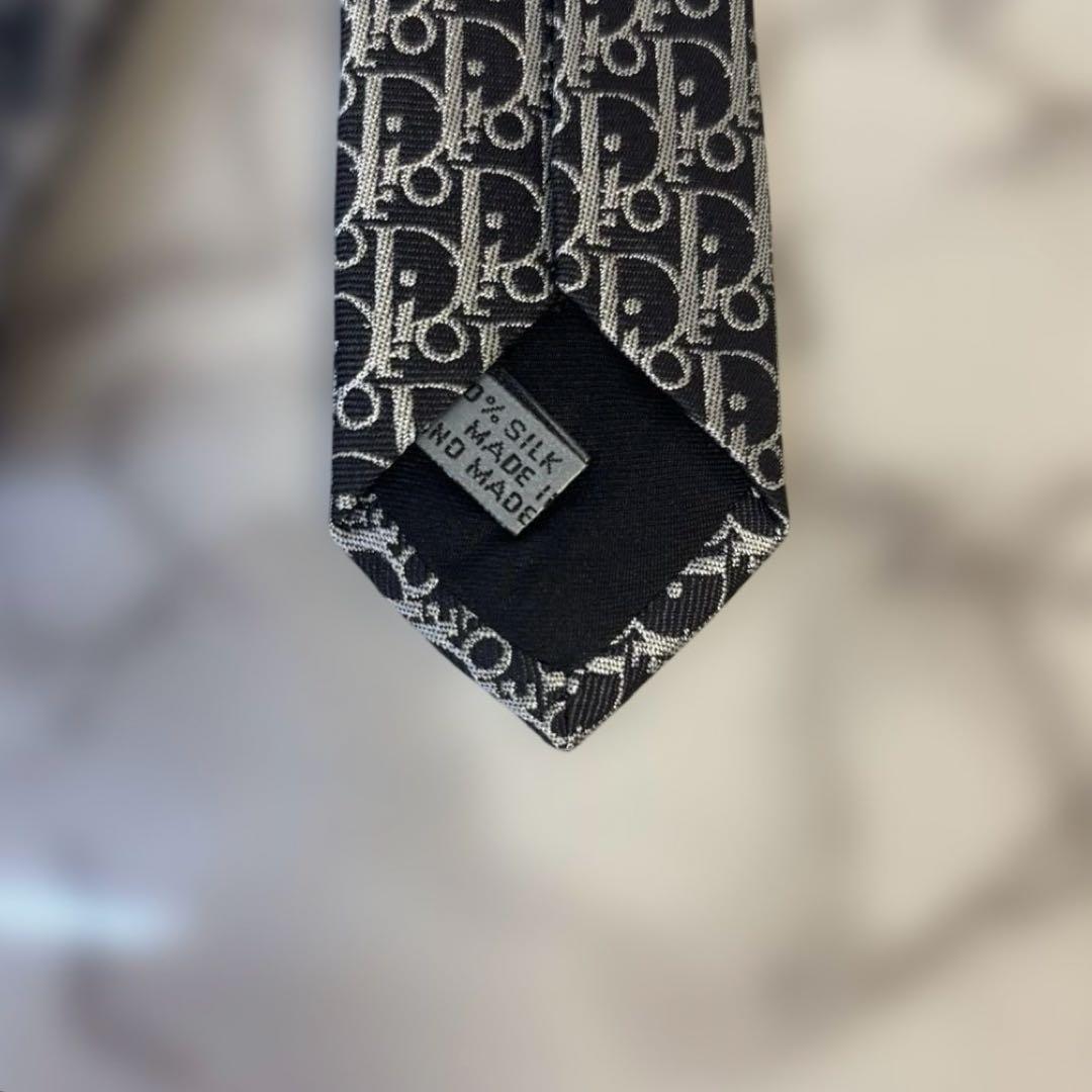 【タグ付き✨】DIOR ネクタイ　オブリーク柄　ブラック　黒色　シルバー　銀色