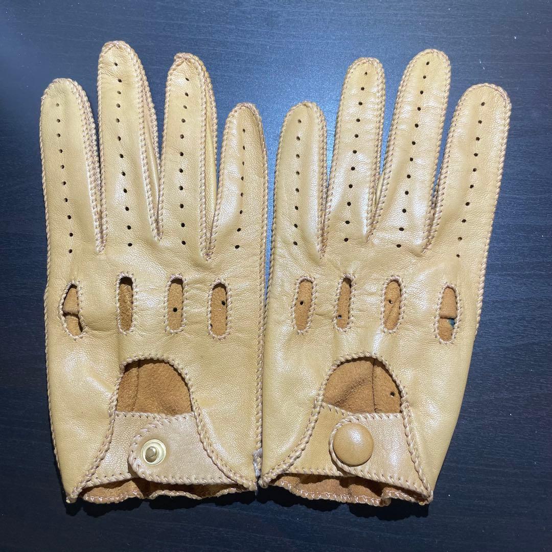 トラサルディ TRUSARDI ベージュ パンチング レザー 手袋