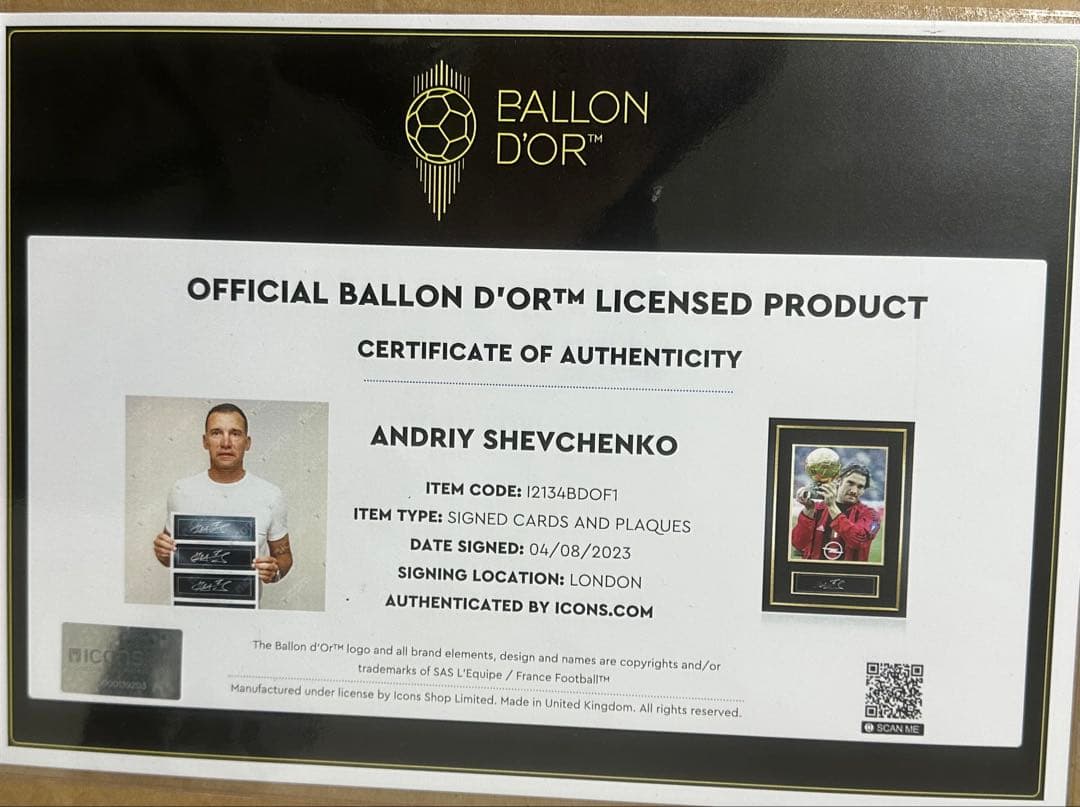 ACミラン　シェフチェンコ 直筆サイン