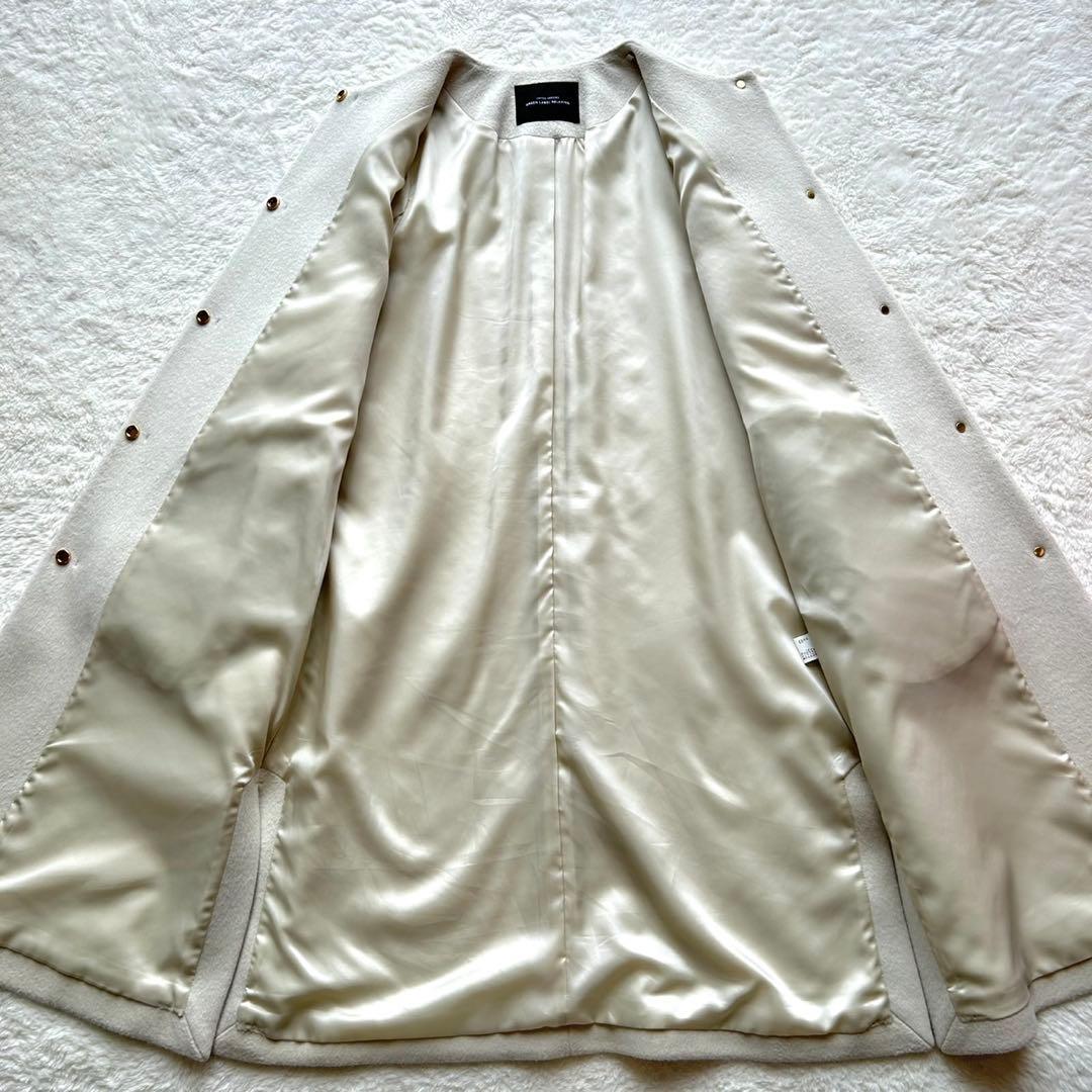 【美品】グリーンレーベル ショートビーバー ノーカラー コート カシミヤ 38