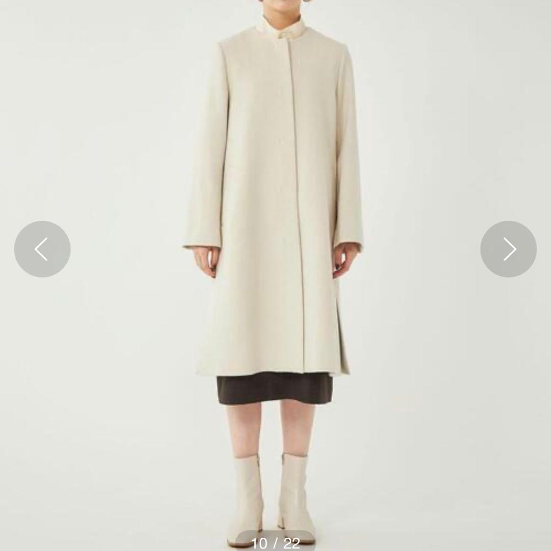 【美品】グリーンレーベル ショートビーバー ノーカラー コート カシミヤ 38