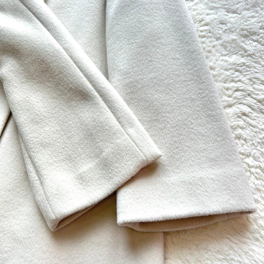 【美品】グリーンレーベル ショートビーバー ノーカラー コート カシミヤ 38