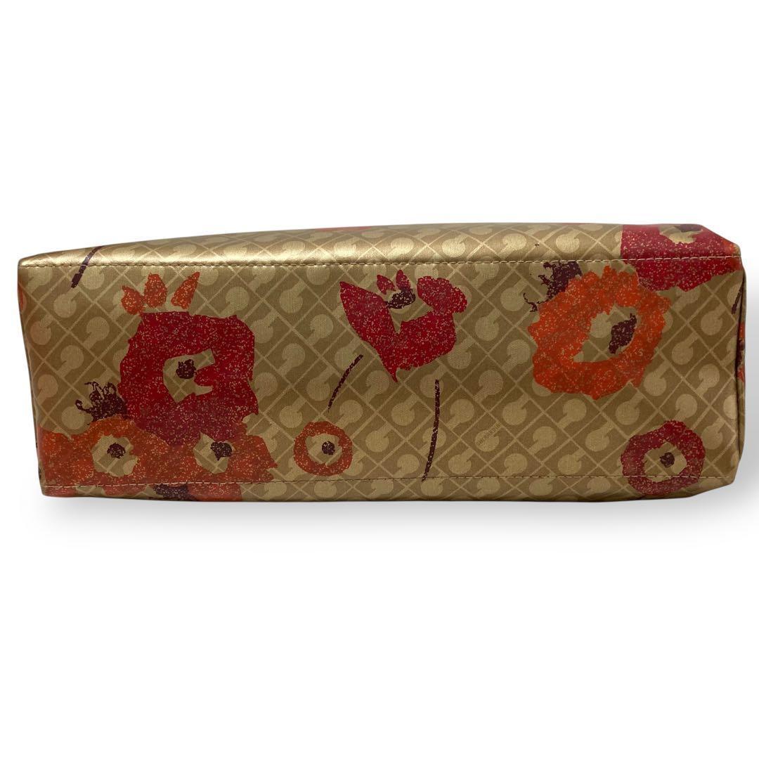 【保管品】ゲラルディーニ　ソフティ　トートバッグ　フラワー　花柄　ゴールド手提げ