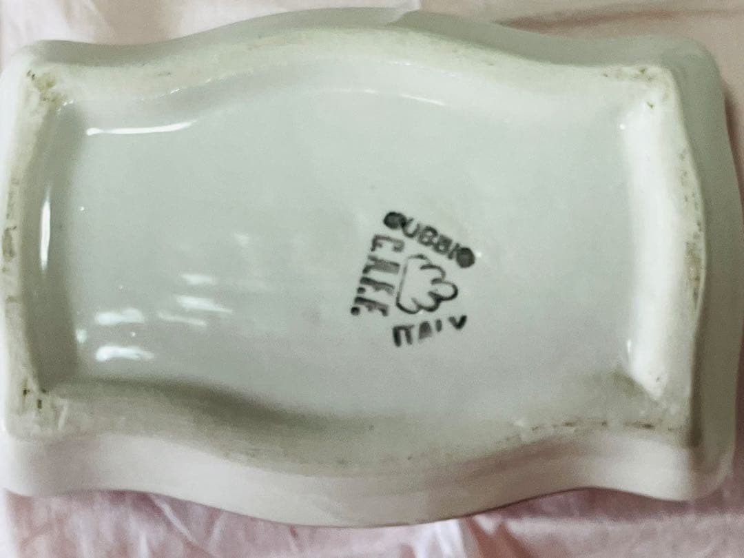 イタリア製 マヨリカ焼 花瓶＆小物入れ 手描き鳥柄