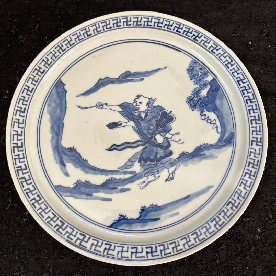 古余呂技　染付山水皿　1枚