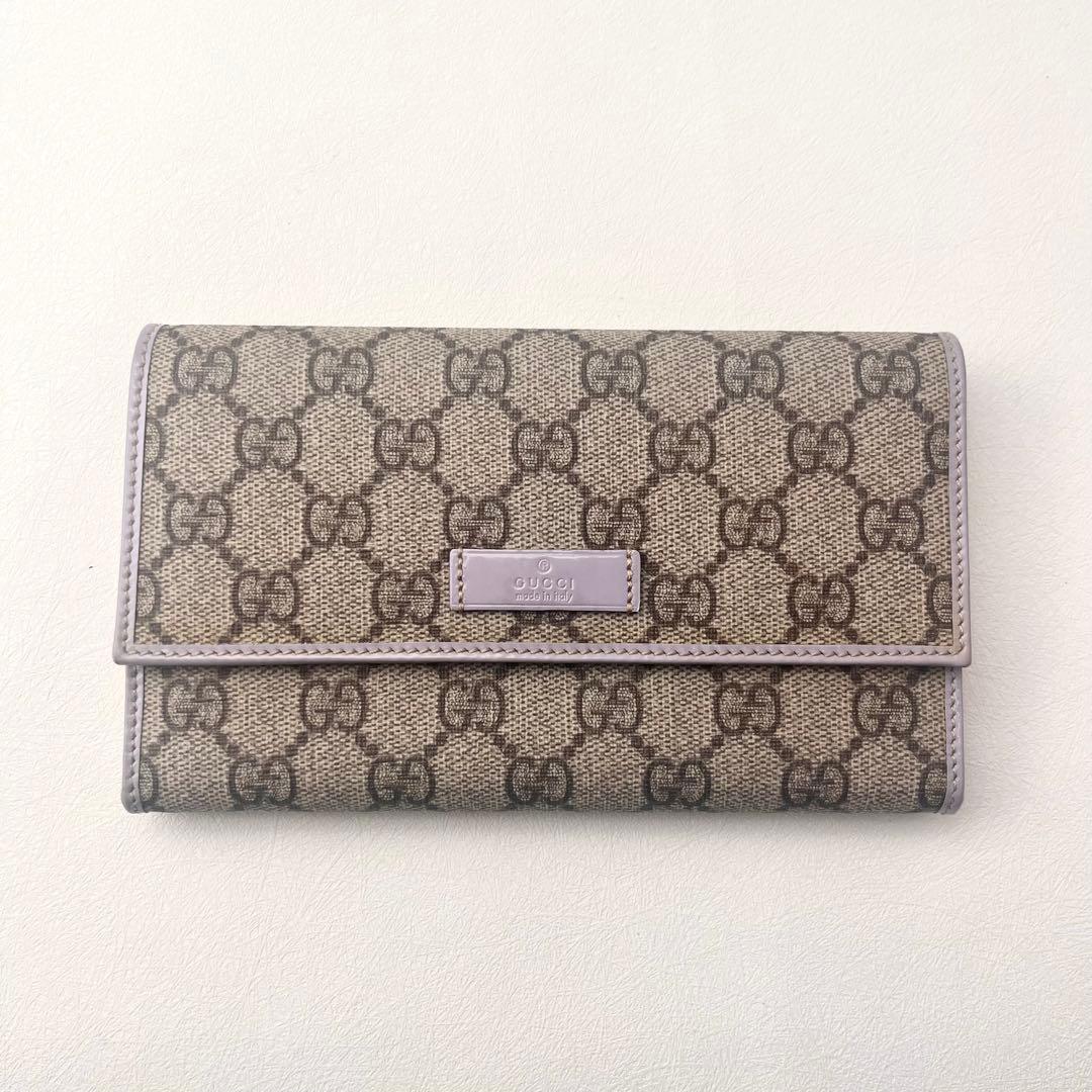 GUCCI グッチ フラップ 長財布　PVC　3つ折り財布 美品　0202-⑤