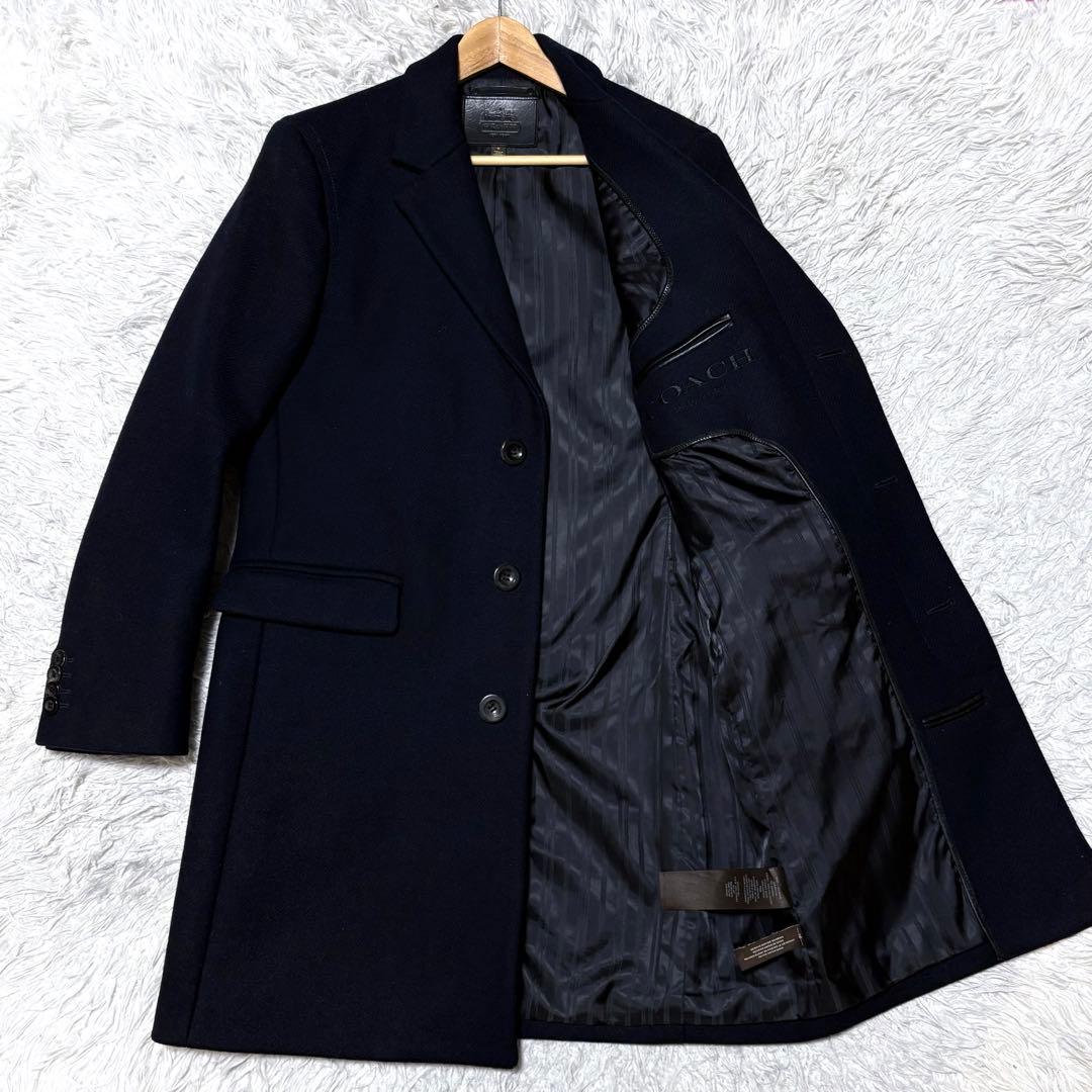 【極美品】COACH チェスターコート アンゴラ混 刺繍 革パッチ L〜XL