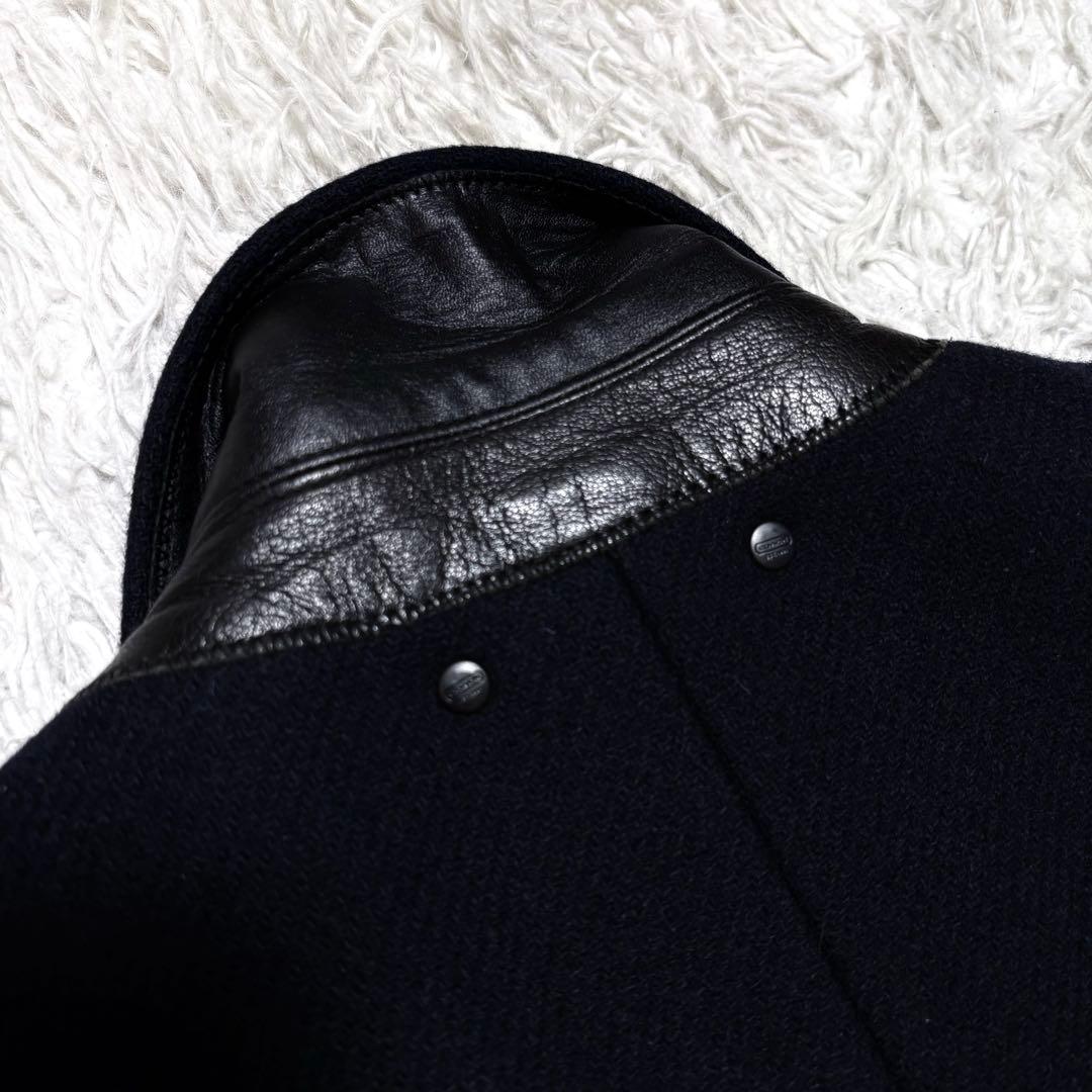 【極美品】COACH チェスターコート アンゴラ混 刺繍 革パッチ L〜XL