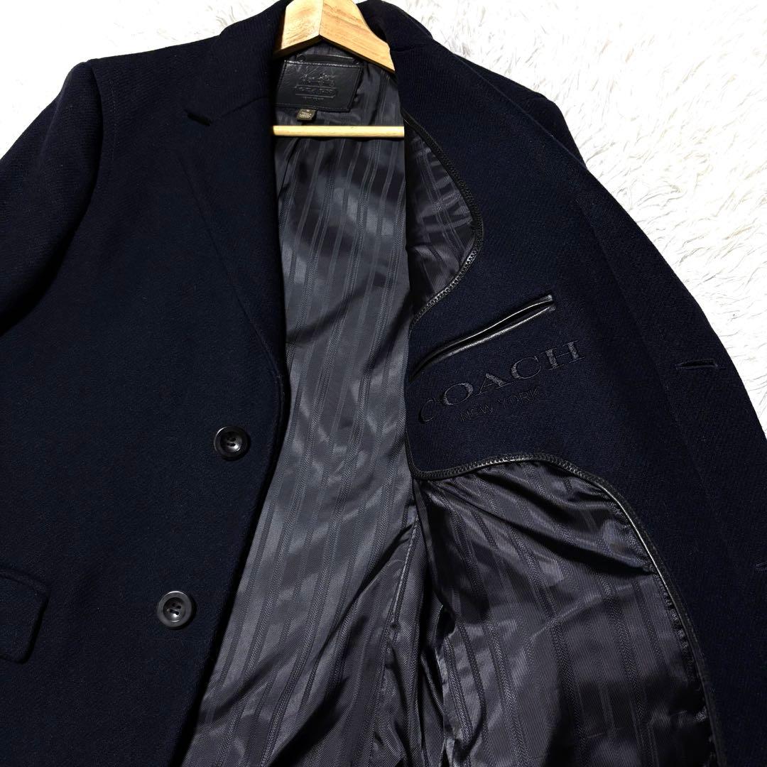 【極美品】COACH チェスターコート アンゴラ混 刺繍 革パッチ L〜XL