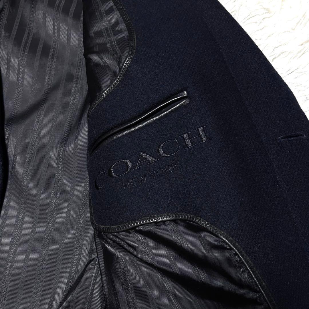 【極美品】COACH チェスターコート アンゴラ混 刺繍 革パッチ L〜XL