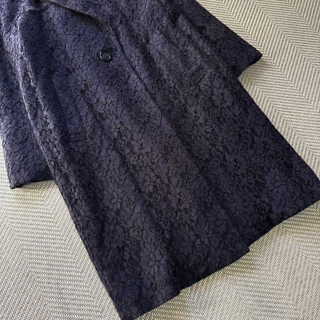 美品 グレースクラス レース チェスターコート ロングコート ネイビー サイズF