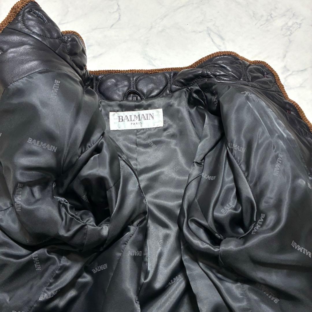 美品✨BALMAN ラムレザー キルティングジャケット ヴィンテージ 黒 L相当