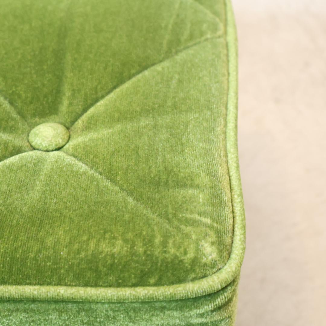 Karimoku60 モケットグリーン オットマン スツール レトロモダン