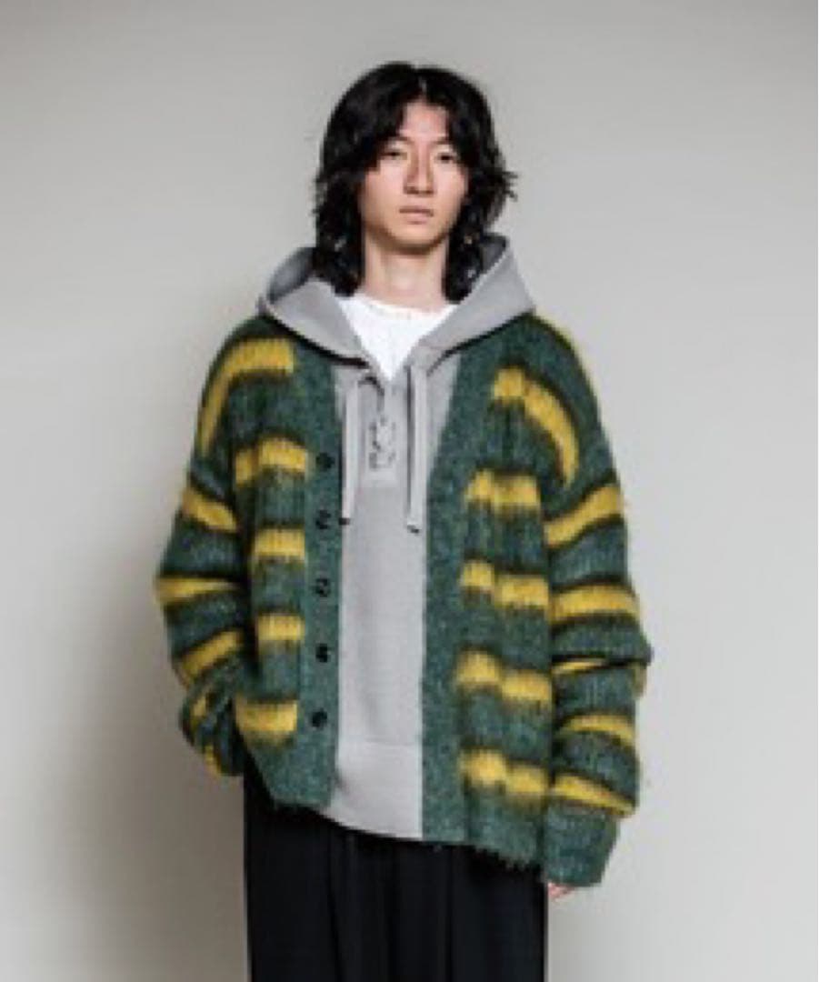 新品DISCOVERED MOHAIR BORDER KNIT CARDIGAN