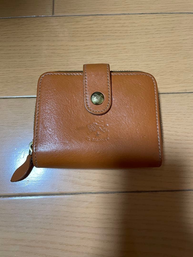 美品　イルビゾンテ 二つ折り 財布 レザー キャメル ラウンドジップ　ブラウン