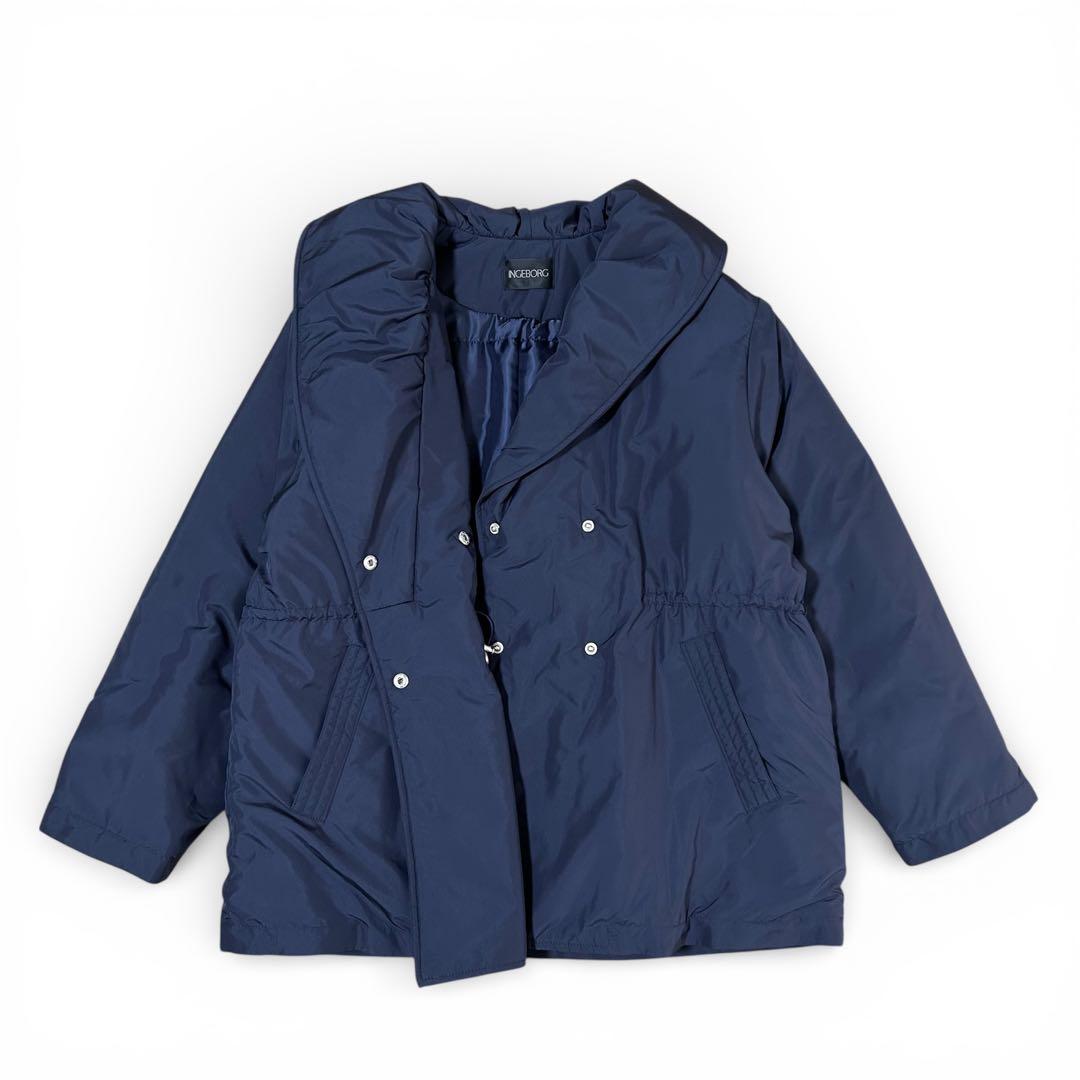 極美品　24/AW　インゲボルグ　ショールカラーダブル中綿コート　花型ボタン