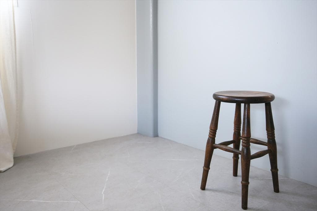 英国アンティーク木製スツール/丸椅子イス/踏み台/腰掛け/飾り棚(91-51)