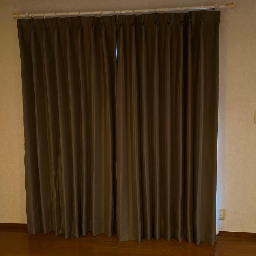 【美品】❤️ドレープカーテン遮光 遮熱1級カーテン オーダーカーテン ブラウン系