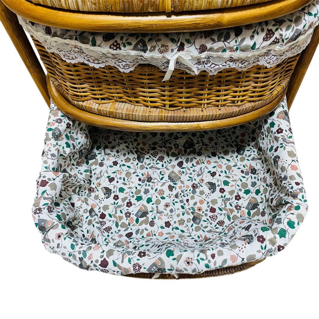 【良品】ラタン チェスト 3段 キャスター付き 籐 レトロ