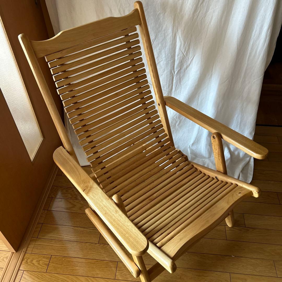 ヴィンテージ 折り畳み 木製 デッキチェア サウナ キャンプ BBQ z605