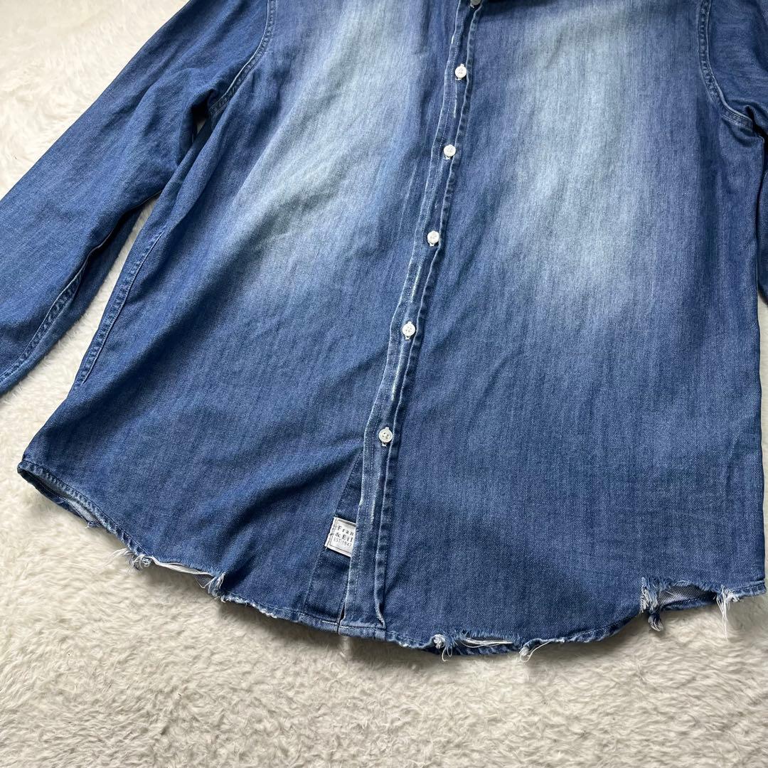 スーフランクアンドアイリーン　PAUL ダメージ加工　デニムシャツ　S