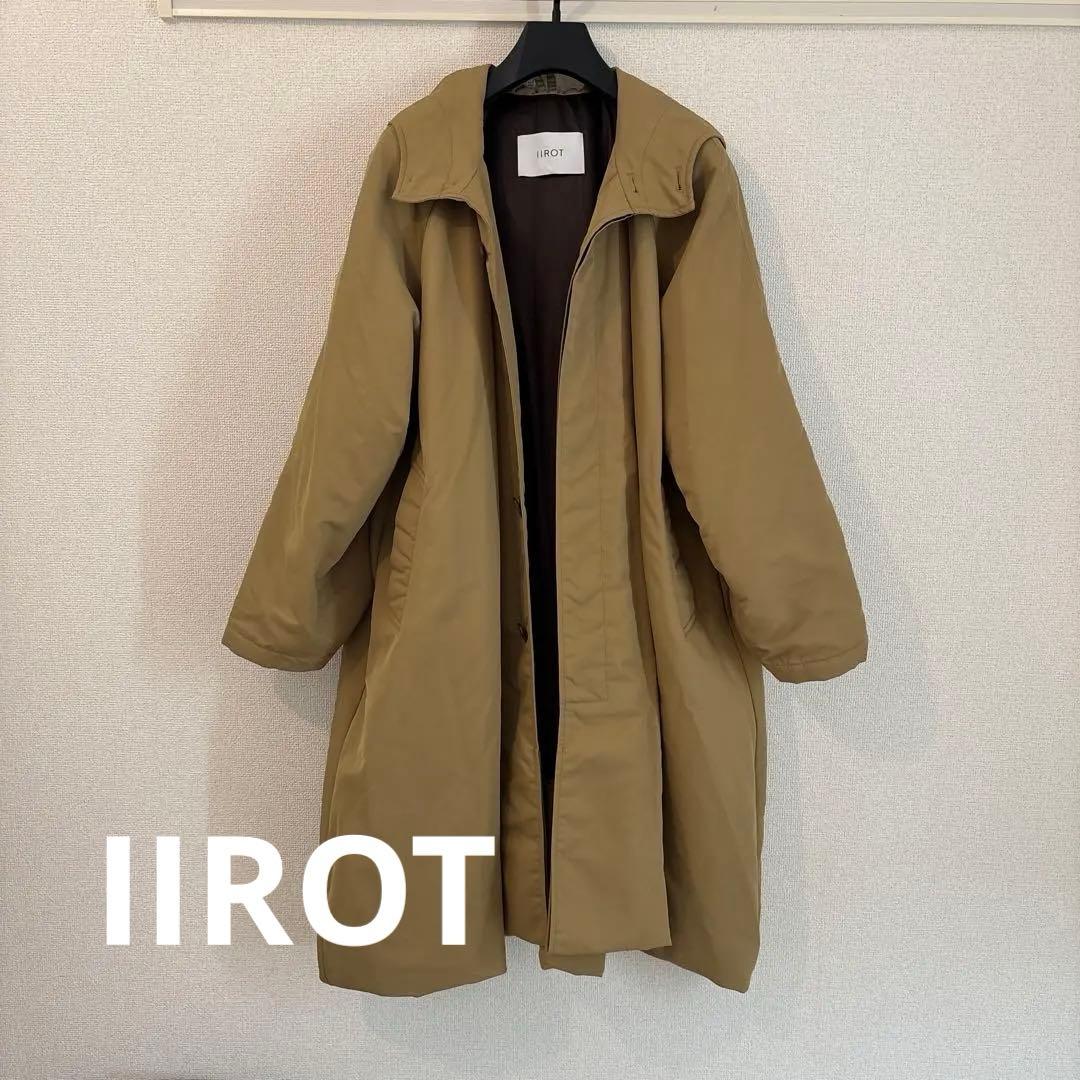 【美品】IIROT Nylon Satin Patted Coat_Camel