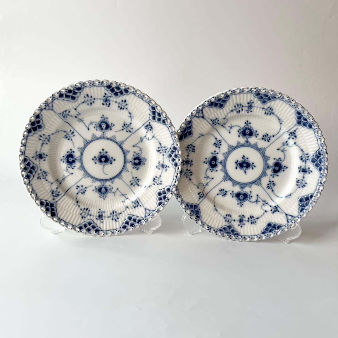 ロイヤルコペンハーゲン ブルーフルーテッド フルレース プレート2枚