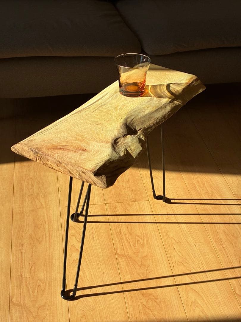 【樹齢350年】滋賀県産 欅（けやき）天然国産無垢一枚板 サイドテーブル