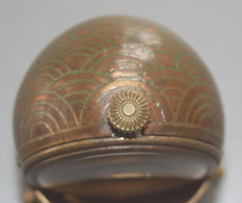 珍品 手巻き 置時計 エナメル 琺瑯 EXERT球形 五つ脚台座付き 稼働品