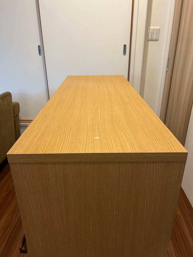 オーク調 フラップ扉付き 6マス収納棚／キャスター付き（完成品）