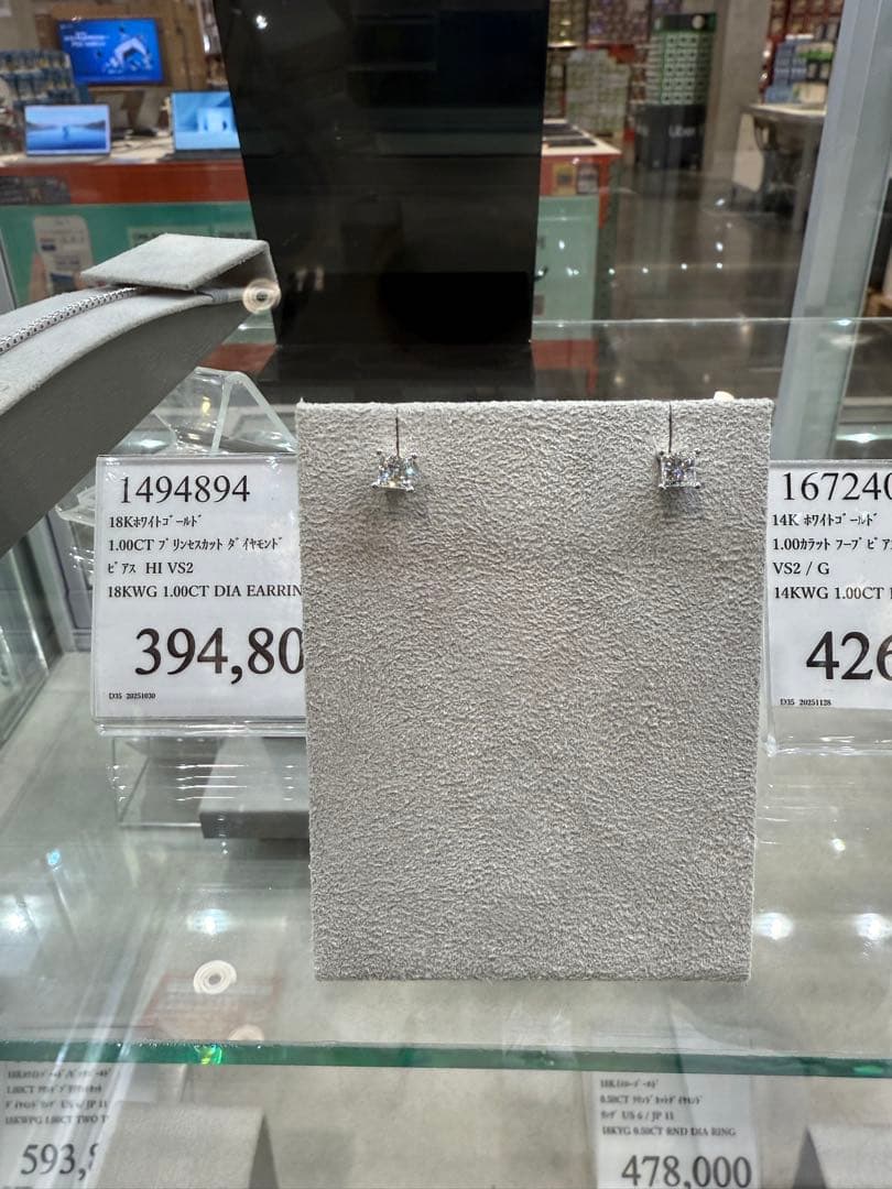 k14 ラボグロウンダイヤ　ピアス　1ct