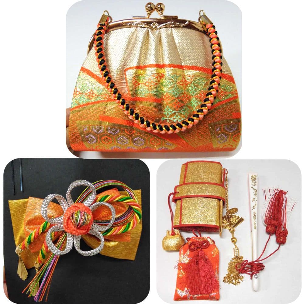 女の子 七五三 着物と小物セット⭐3～7才 ピンク×赤ぼかし 古典柄 2182