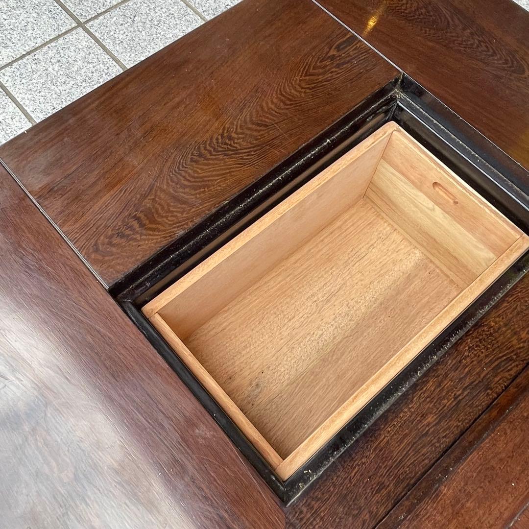 年代物　鉄刀木（タガヤサン）総無垢　関西火鉢　4尺　机　テーブル　和室　和風