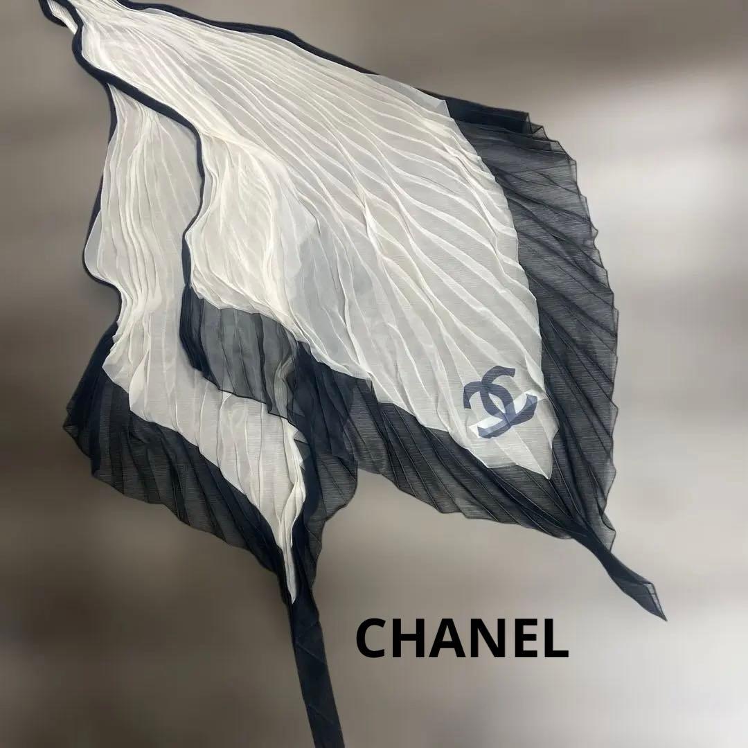 CHANEL プリーツシフォンシルクストール