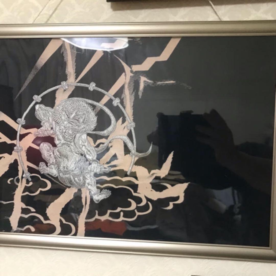 風神雷神 の刺繍絵 飾り物　　最終値下げ