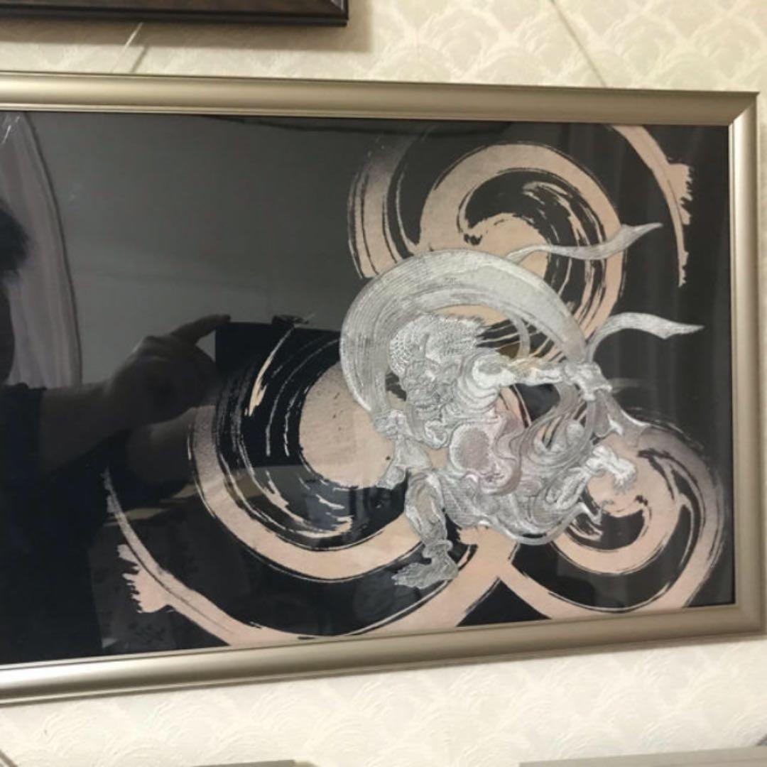 風神雷神 の刺繍絵 飾り物　　最終値下げ