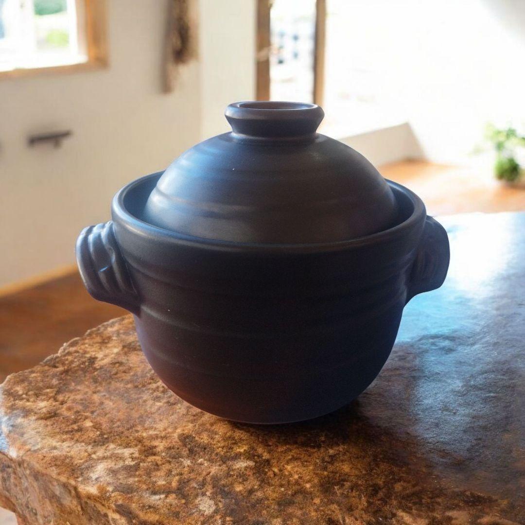 華月　大黒ごはん鍋　3合炊き　萬古焼　中古美品