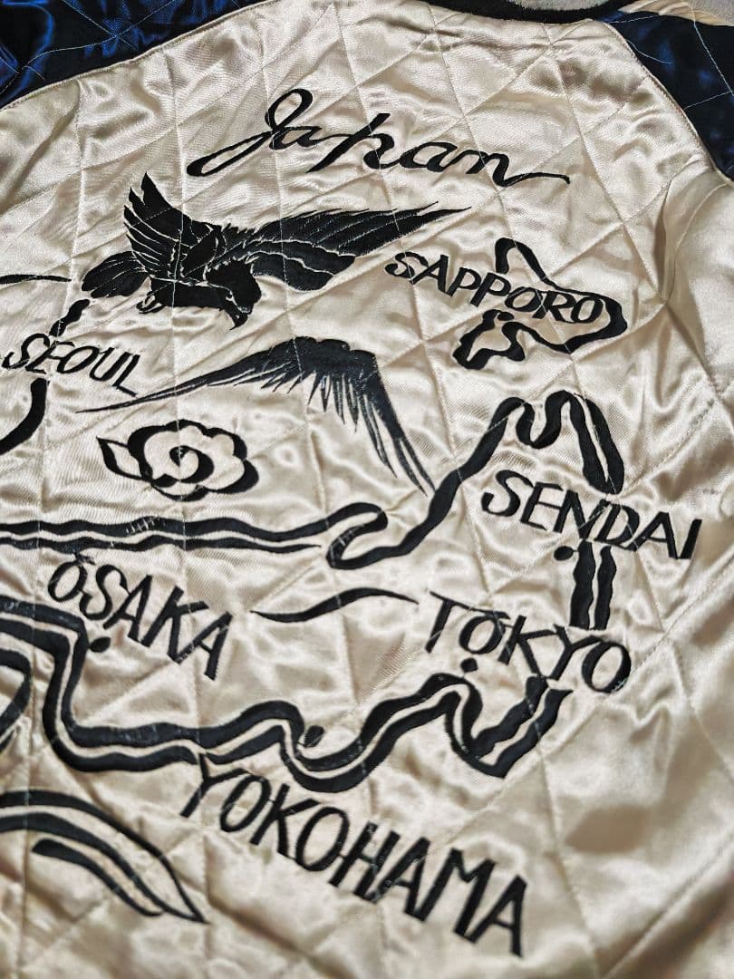 TAILOR トウヨウ 日本限定 スカジャン 虎龍ワシ地図 別珍 サテン