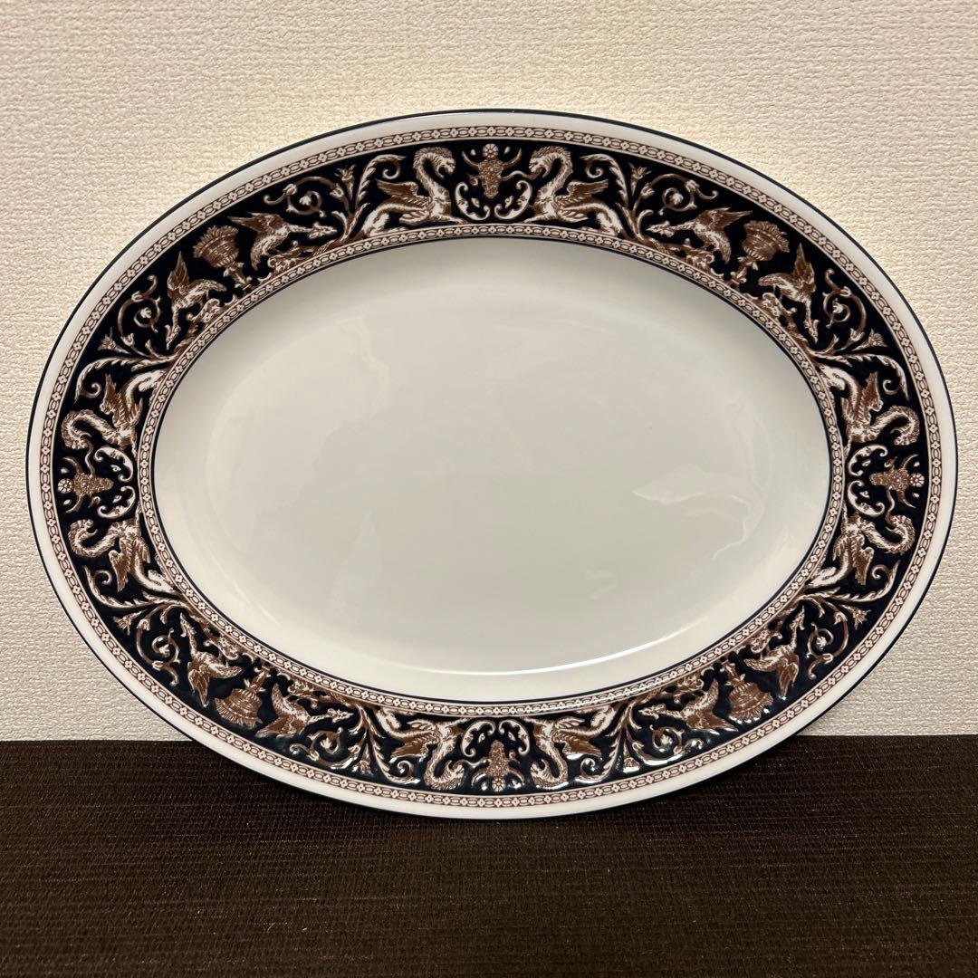 ウェッジウッド　フロレンティーン　コバルト　オーバルプレート　ディナープレート
