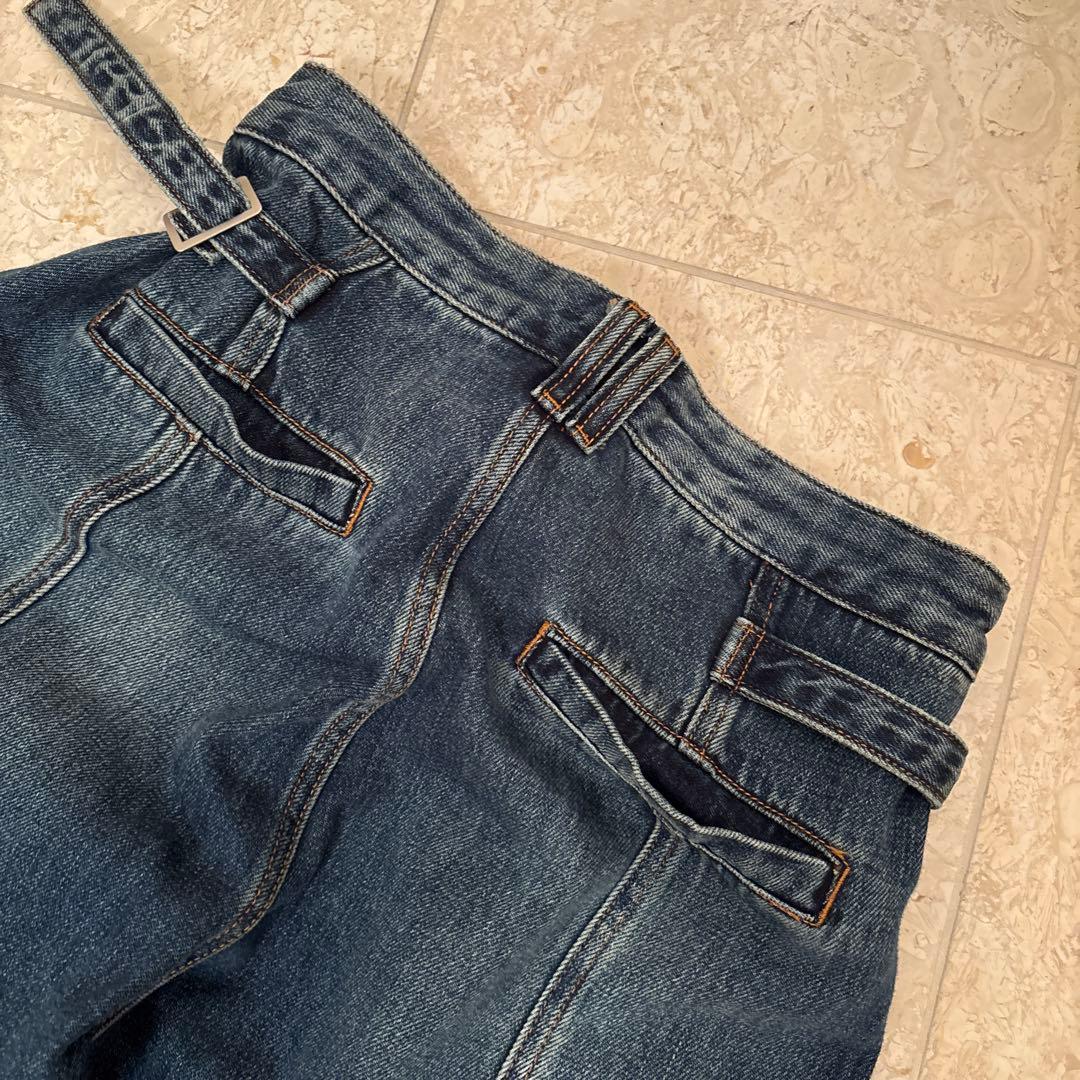 paulinebleu サイドベルトデザインコクーンワイドデニムパンツ　Mサイズ