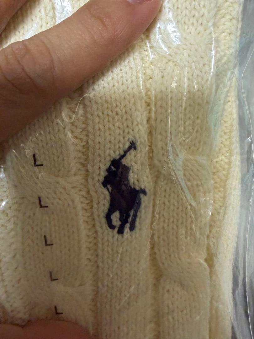 【新品】ポロラルフローレン ケーブルニット アイボリー L