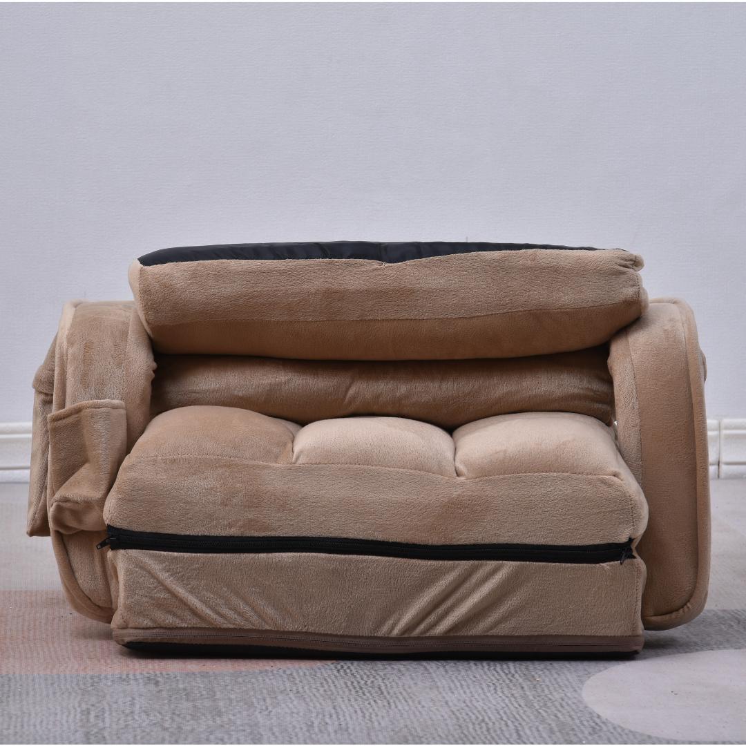 座椅子 リクライニング14段ギアリクライニングチェアー ファブリック【ベージュ】