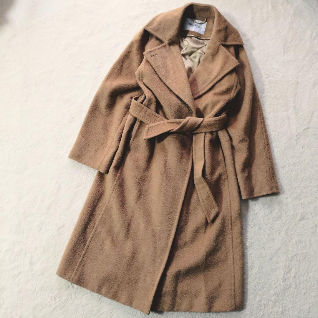美品MaxMaraマニュエラ ロングコート白タグキャメルカシミヤ100 XS