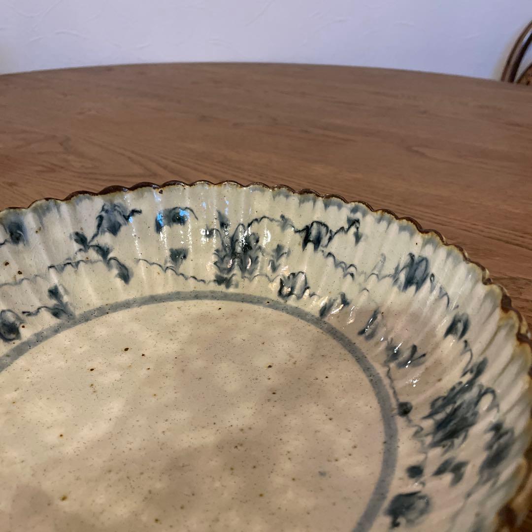 コウホ窯 市野吉記　染付輪花皿　大鉢