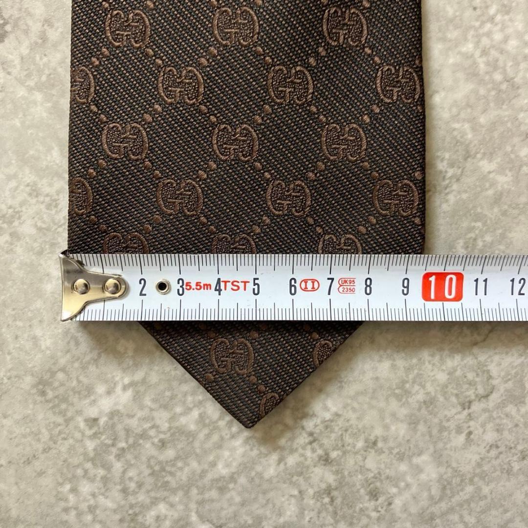 美品 GUCCI グッチ ネクタイ GG柄 インターロッキング ブラウン 茶色